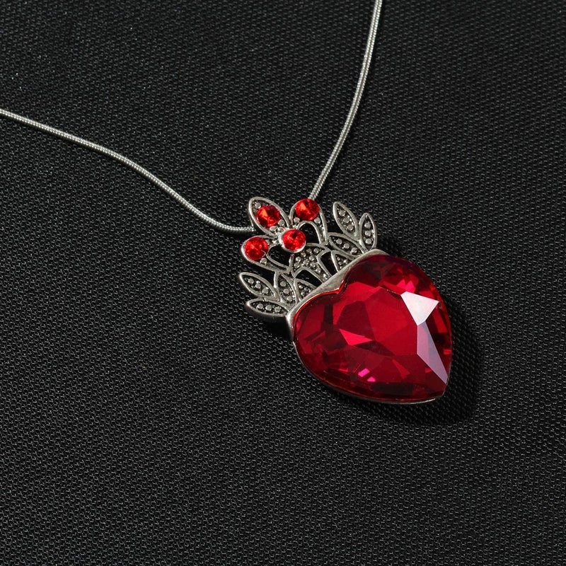 HEIKLN Descendant Gold Tiara Red Heart Crown and Necklace Rise of Red Jewelry Set Queen of Hearts Evie Costume Fan Jewelry Gift for Party - Image 5